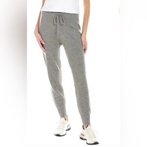 Gray Calme High-Waisted Waffle Knit CASHMERE PANTS with back pockets. New!